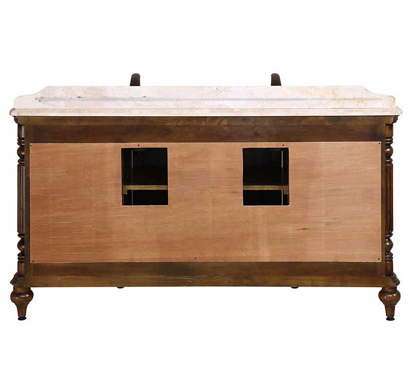 Legion Furniture 67" Solid Wood Sink Vanity With Travertine Top-No Faucet And Backsplash Antique Brown 2