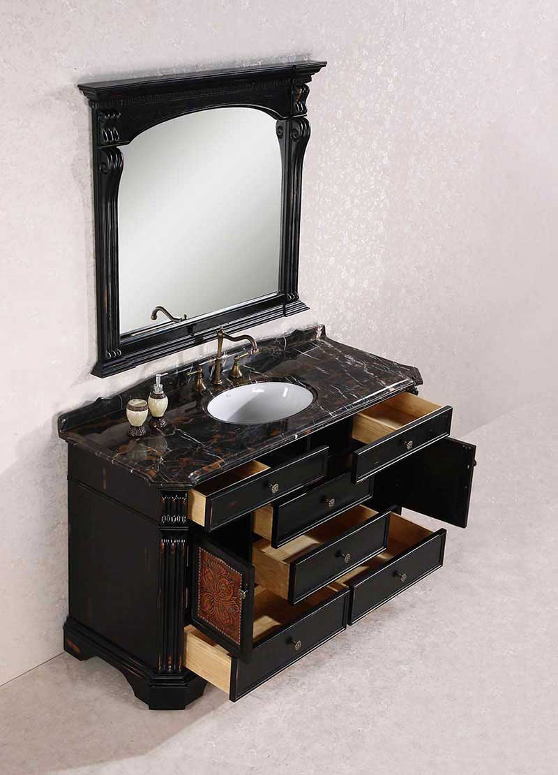 Legion Furniture 60" Solid Wood Sink Vanity With Granite Top-No Faucet And Backsplash Antique Espresso 10