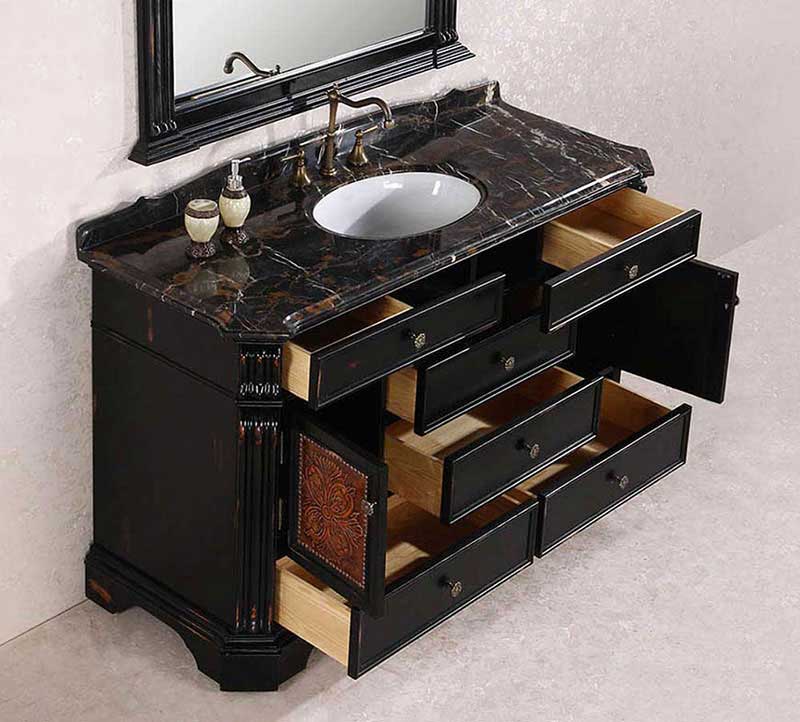 Legion Furniture 60" Solid Wood Sink Vanity With Granite Top-No Faucet And Backsplash Antique Espresso 11
