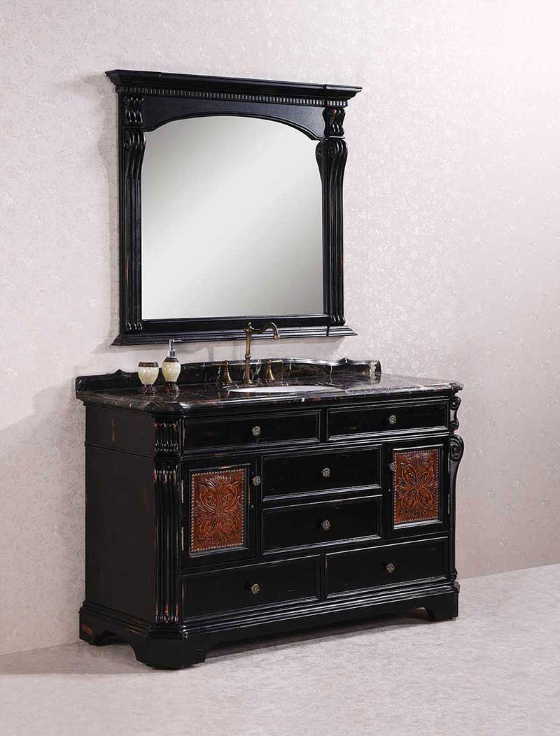 Legion Furniture 60" Solid Wood Sink Vanity With Granite Top-No Faucet And Backsplash Antique Espresso