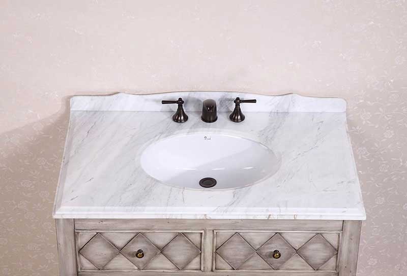 Legion Furniture 40" Solid Wood Sink Vanity With Marble Top-No Faucet And Backsplash Antique Light Grey 4