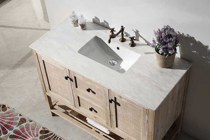 Legion Furniture 48" Solid Wood Sink Vanity With Marble Top-No Faucet White Wash 4