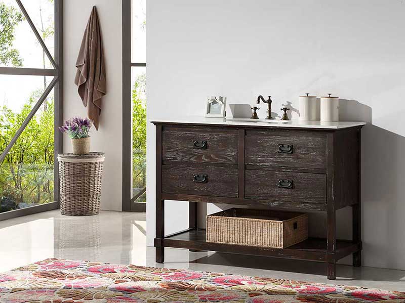 Legion Furniture 48" Solid Wood Sink Vanity With Marble Top-No Faucet Antique Brown 3