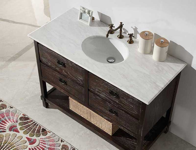 Legion Furniture 48" Solid Wood Sink Vanity With Marble Top-No Faucet Antique Brown 4