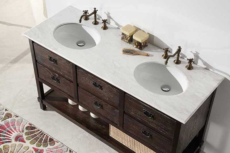 Legion Furniture 60" Wood Sink Vanity With Marble Top-No Faucet Antique Brown 3