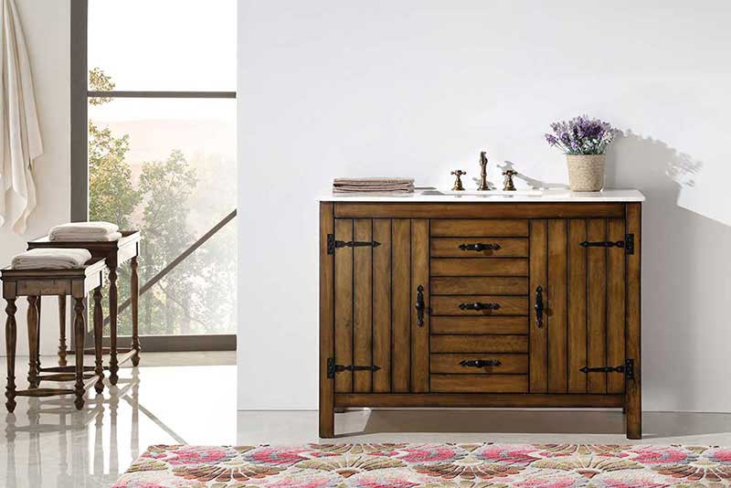 Legion Furniture 48" Wood Sink Vanity With Marble Top-No Faucet Walnut