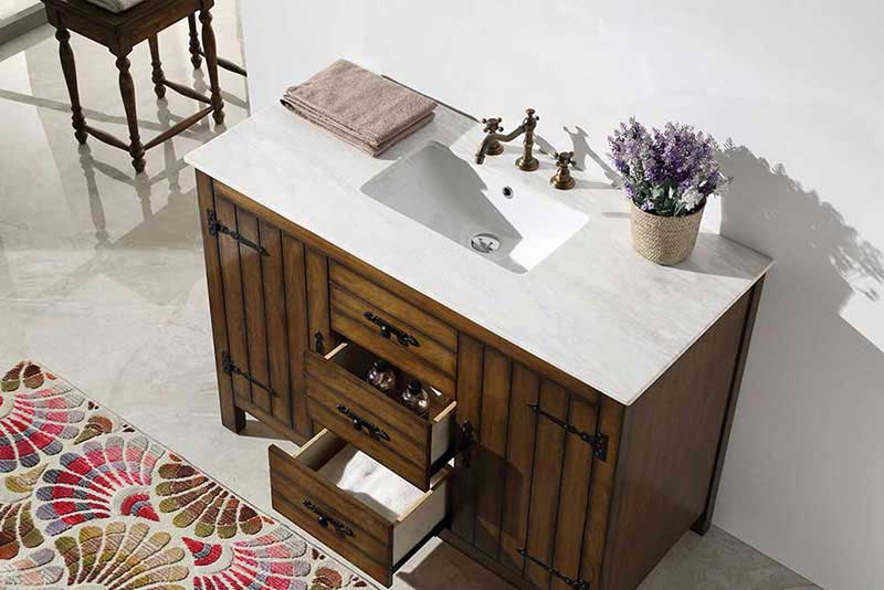 Legion Furniture 48" Wood Sink Vanity With Marble Top-No Faucet Walnut 4
