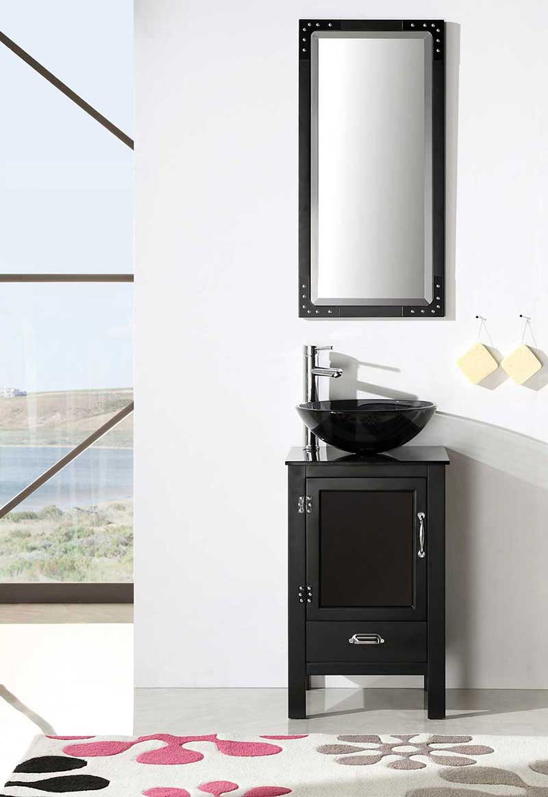 Legion Furniture 18.5" Black Color Wood Sink Vanity With Glass Top-No Faucet Matt Black