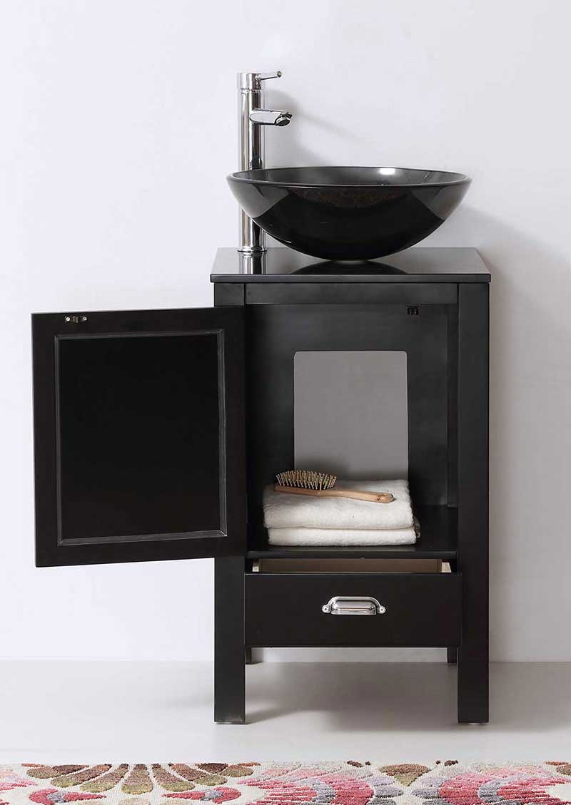 Legion Furniture 18.5" Black Color Wood Sink Vanity With Glass Top-No Faucet Matt Black 4