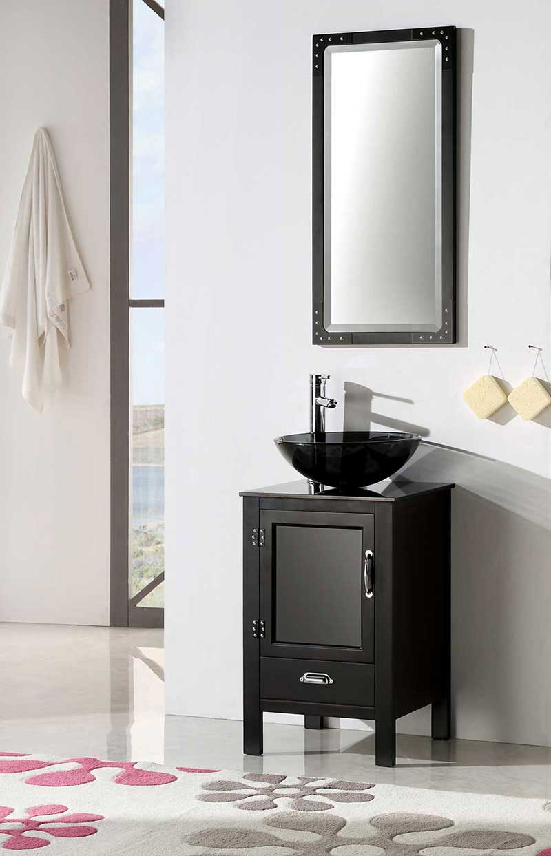 Legion Furniture 18.5" Black Color Wood Sink Vanity With Glass Top-No Faucet Matt Black 5