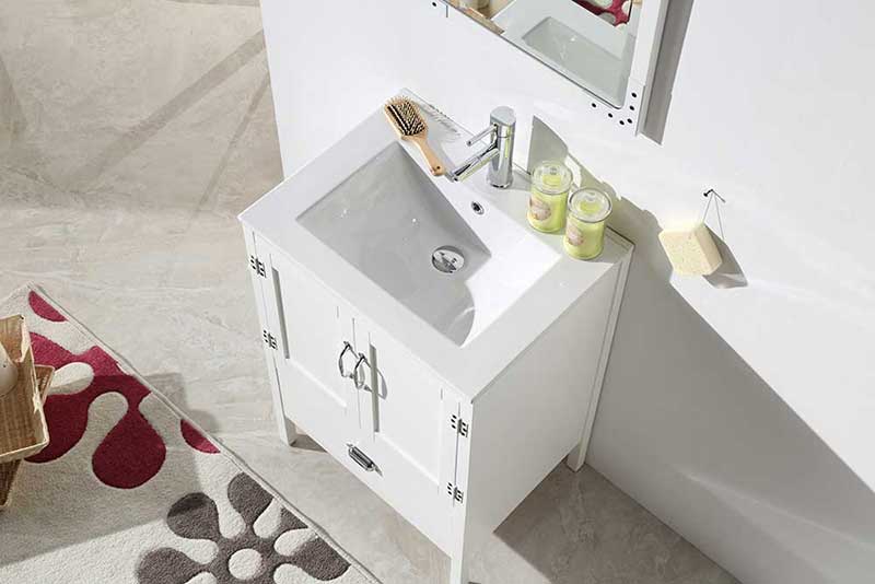 Legion Furniture 24" White Color Wood Sink Vanity With Ceramic Top-No Faucet Matt White 5