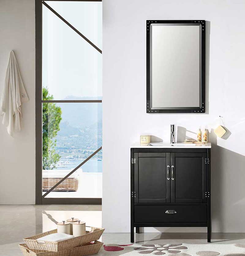 Legion Furniture 30" Black Color Wood Sink Vanity With Ceramic Top-No Faucet Matt Black