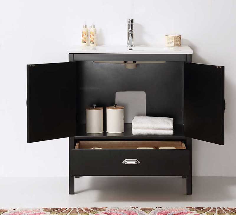 Legion Furniture 30" Black Color Wood Sink Vanity With Ceramic Top-No Faucet Matt Black 4