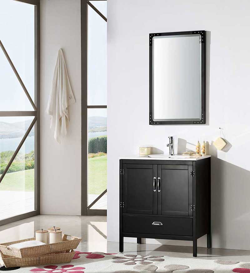 Legion Furniture 30" Black Color Wood Sink Vanity With Ceramic Top-No Faucet Matt Black 5