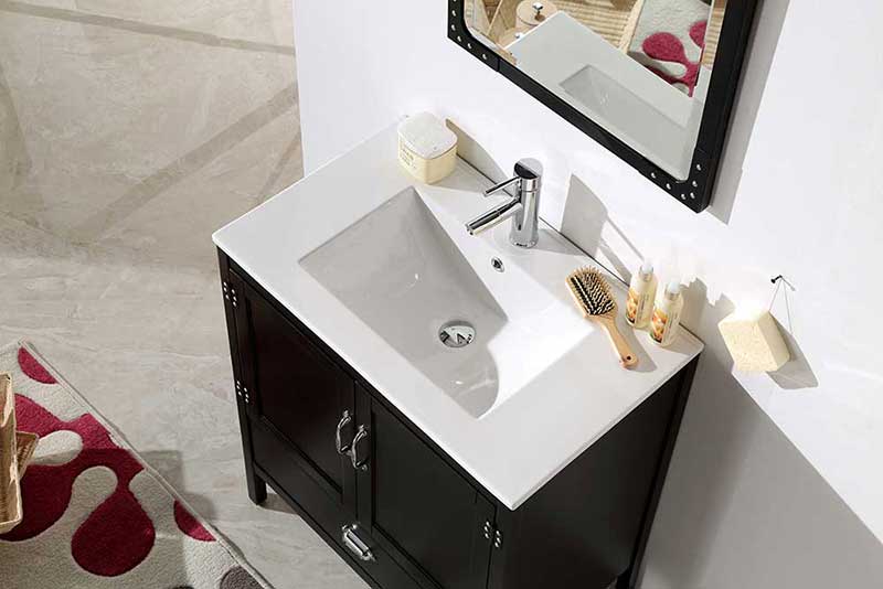 Legion Furniture 30" Black Color Wood Sink Vanity With Ceramic Top-No Faucet Matt Black 6