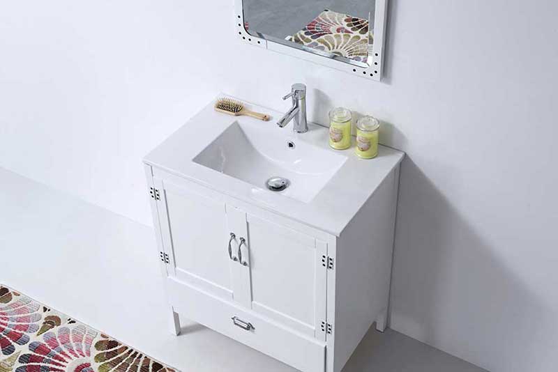 Legion Furniture 30" White Color Wood Sink Vanity With Ceramic Top-No Faucet Matt White 7