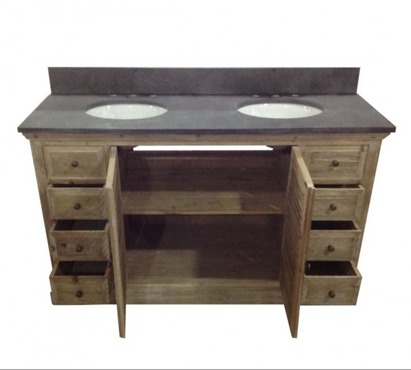 InFurniture 60" Solid Recycled Fir Double Sink Vanity With No Faucet WK1960 3