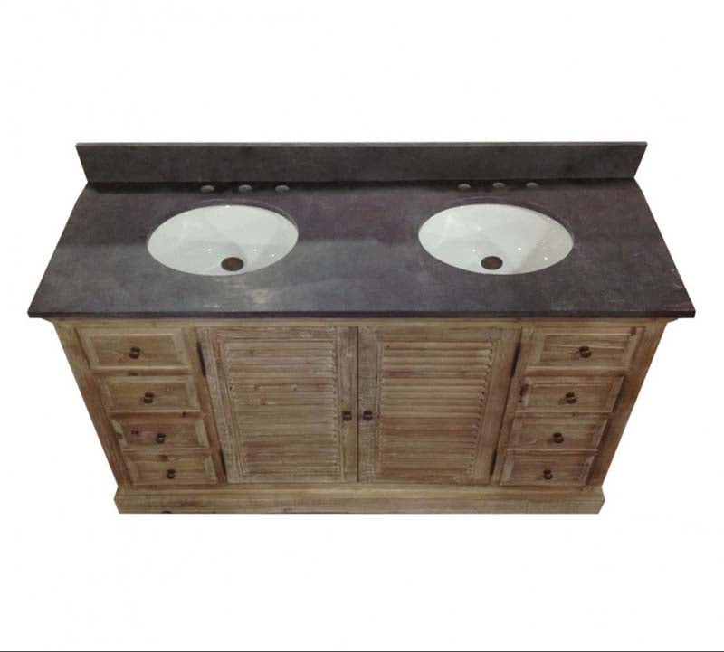 InFurniture 60" Solid Recycled Fir Double Sink Vanity With No Faucet WK1960 2