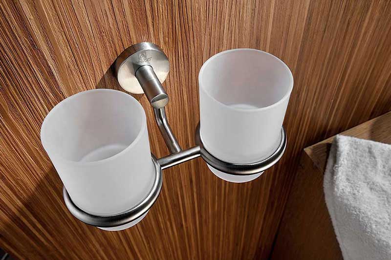 Anzzi Caster Series Double Toothbrush holder in Brushed Nickel 2