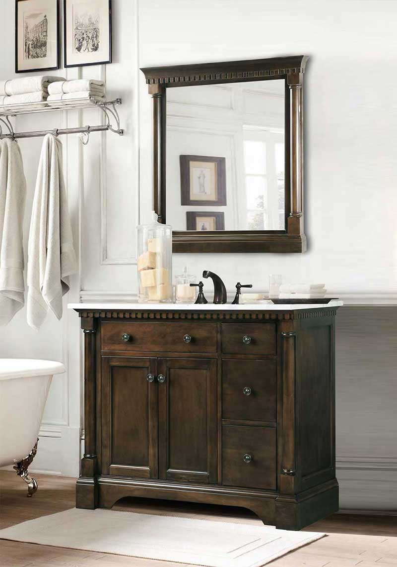 Legion Furniture 36" Antique Coffee Sink Vanity With Carrara White Top And Matching Backsplash Without Faucet