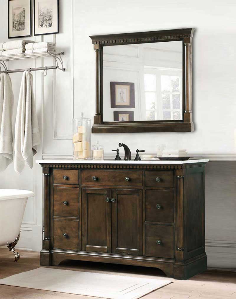Legion Furniture 48" Antique Coffee Sink Vanity With Carrara White Top And Matching Backsplash Without Faucet