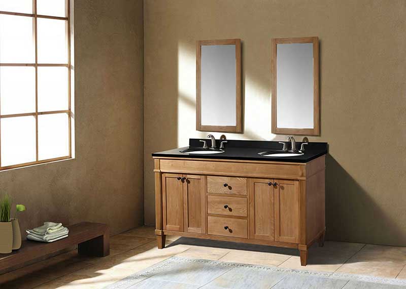 Legion Furniture 60" Double Sink Cabinet-Matching Granite From Wlf5020, Wlf5048, Wlf6018 Weathered Oak