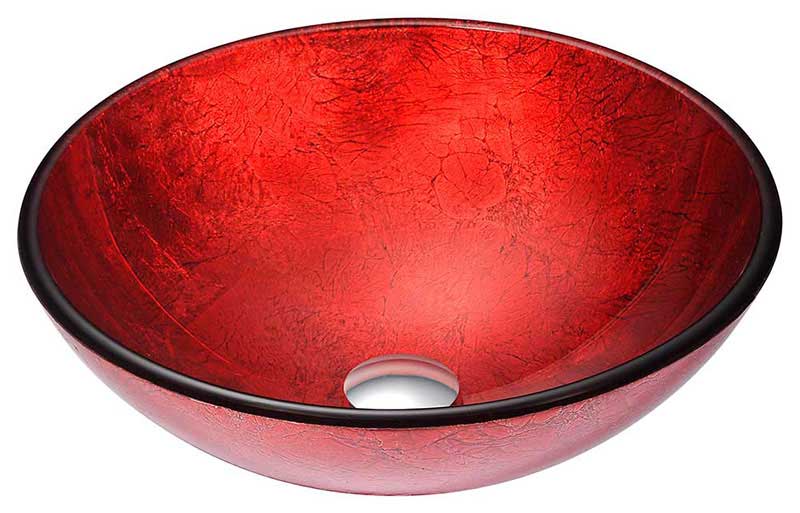 Anzzi Crown Series Deco-Glass Vessel Sink in Lustrous Red with Key Faucet in Brushed Nickel 2