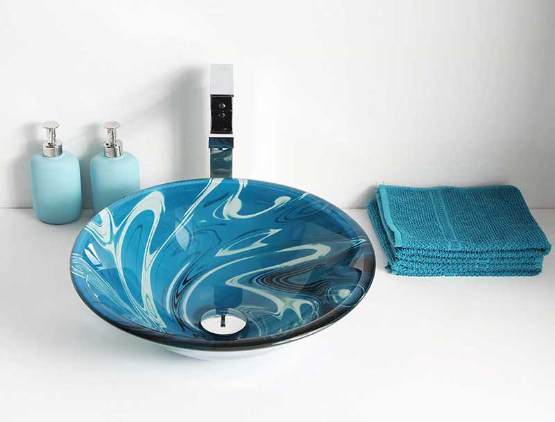 Anzzi Symphony Series Deco-Glass Vessel Sink in Lustrous Dark Blue Finish 4