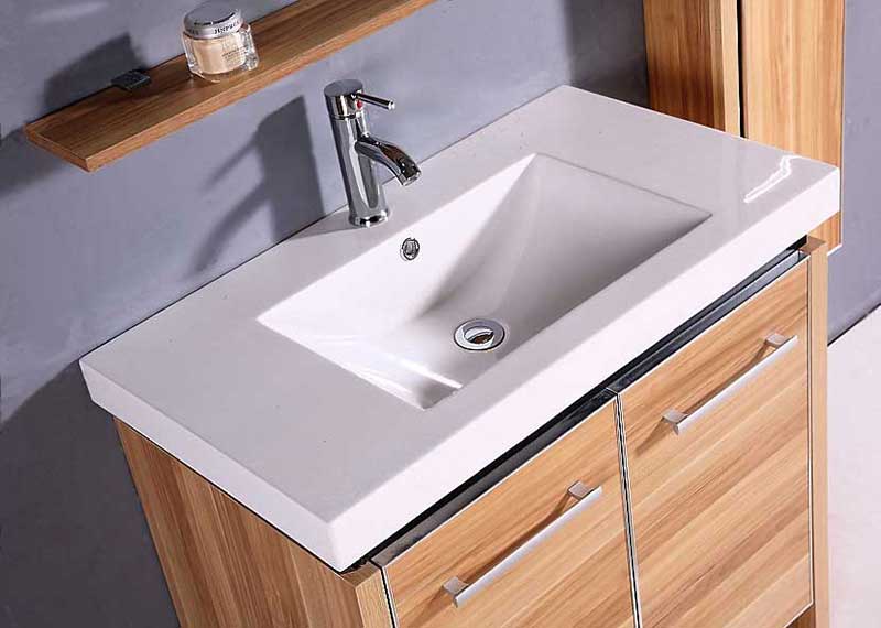 Legion Furniture Sink Vanity With Mirror And Side Cabinet - No Faucet Light Maple 2