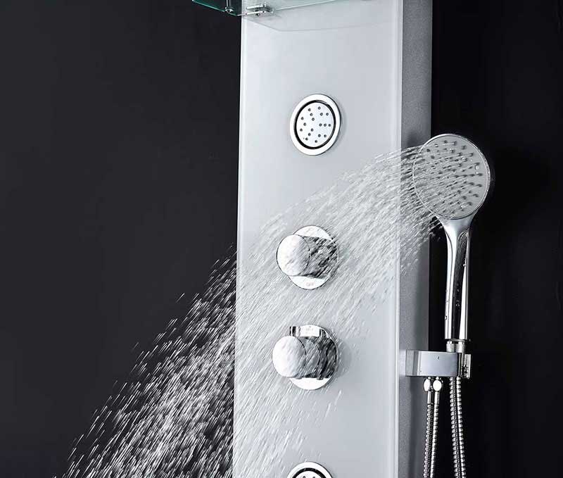 Anzzi SAVANNAH Series 60 in. Full Body Shower Panel System with Heavy Rain Shower and Spray Wand in White 8
