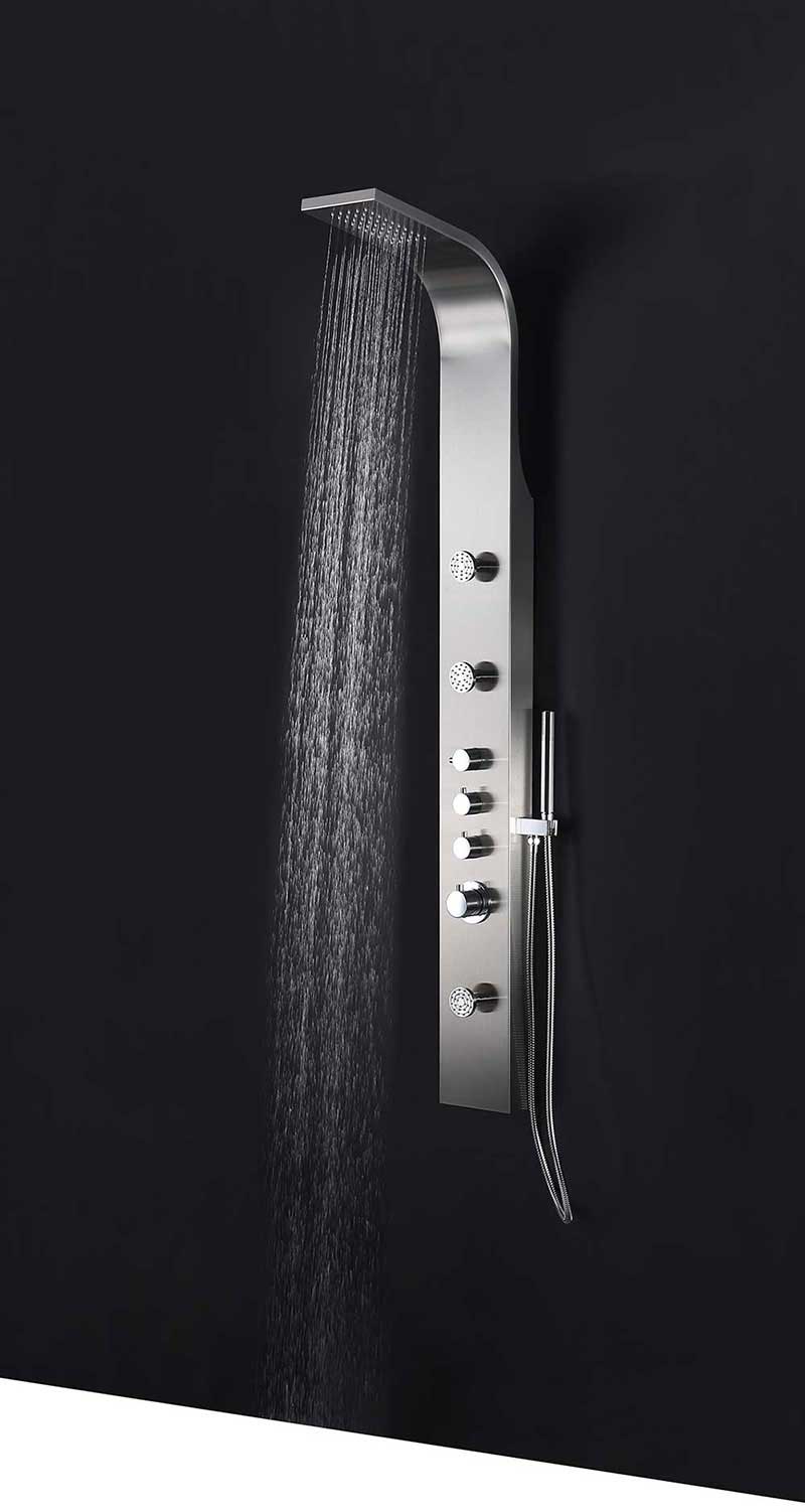 Anzzi STARLET Series 64 in. Full Body Shower Panel System with Heavy Rain Shower and Spray Wand in Brushed Steel 6