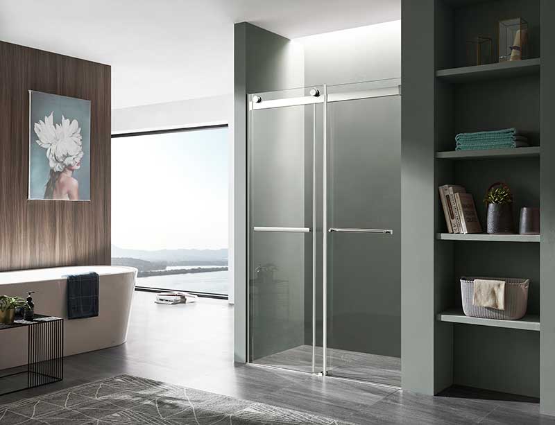 Anzzi Kahn Series 48 in. x 76 in. Frameless Sliding Shower Door with Horizontal Handle in Chrome SD-FRLS05801CH 2