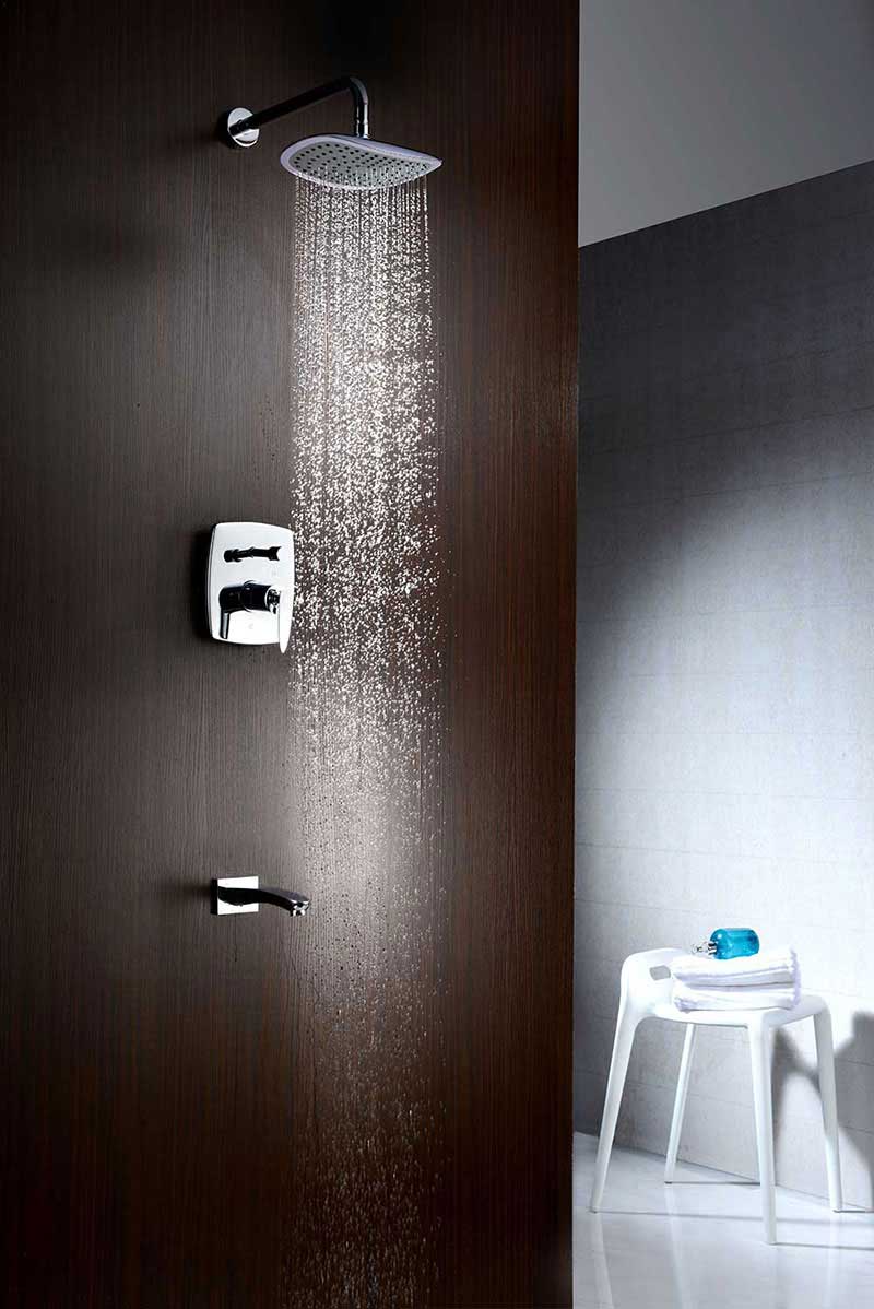 Anzzi Tempo Series Single Handle Wall Mounted Showerhead and Bath Faucet Set in Polished Chrome 2