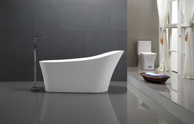 Anzzi Maple Series 5.58 ft. Freestanding Bathtub in White FT-AZ092 6