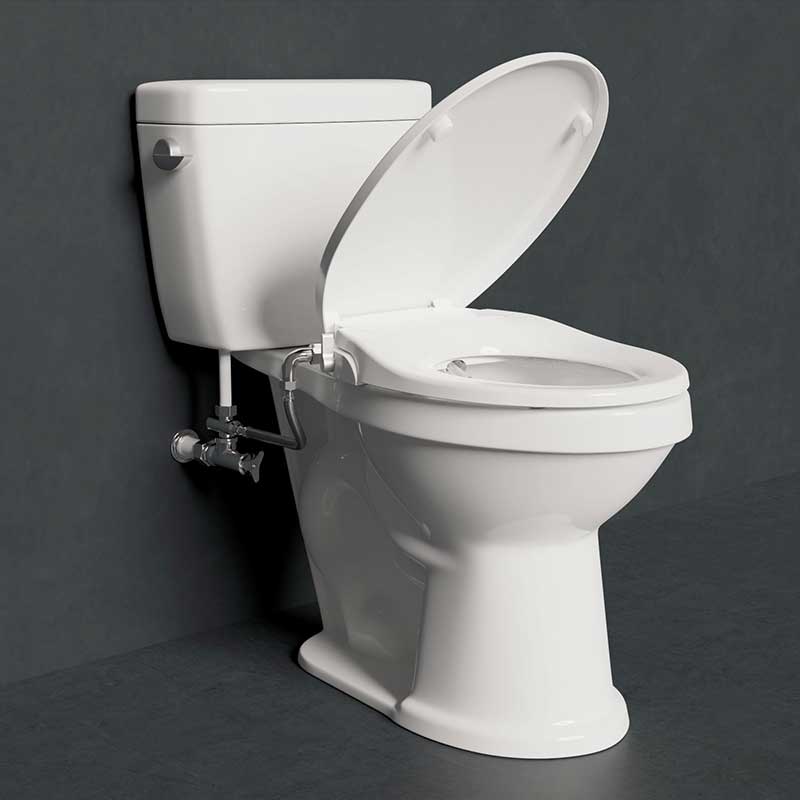 Anzzi Troy Series Non-Electric Bidet Seat for Rounded Toilet in White with Dual Nozzle, Built-In Side Lever and Soft Close TL-MBSRN201WH 2