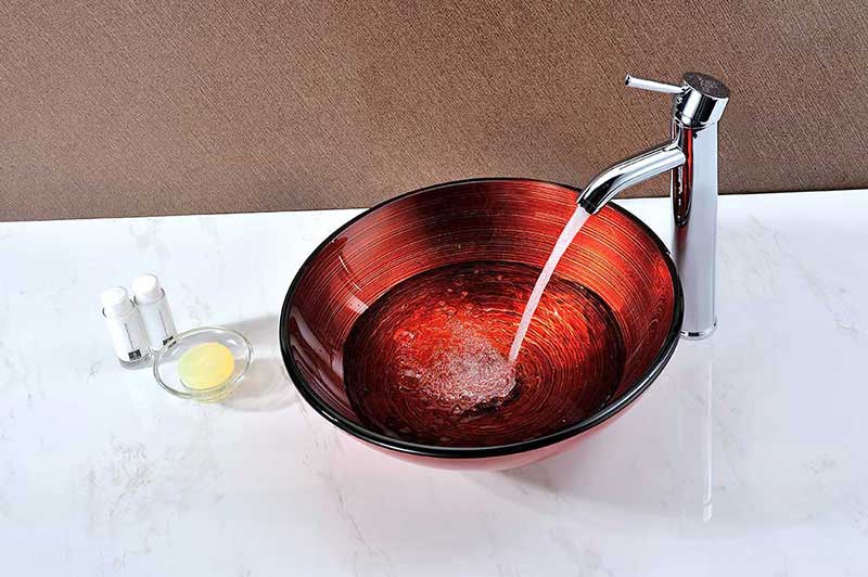 Anzzi Echo Series Deco-Glass Vessel Sink in Lustrous Red 3