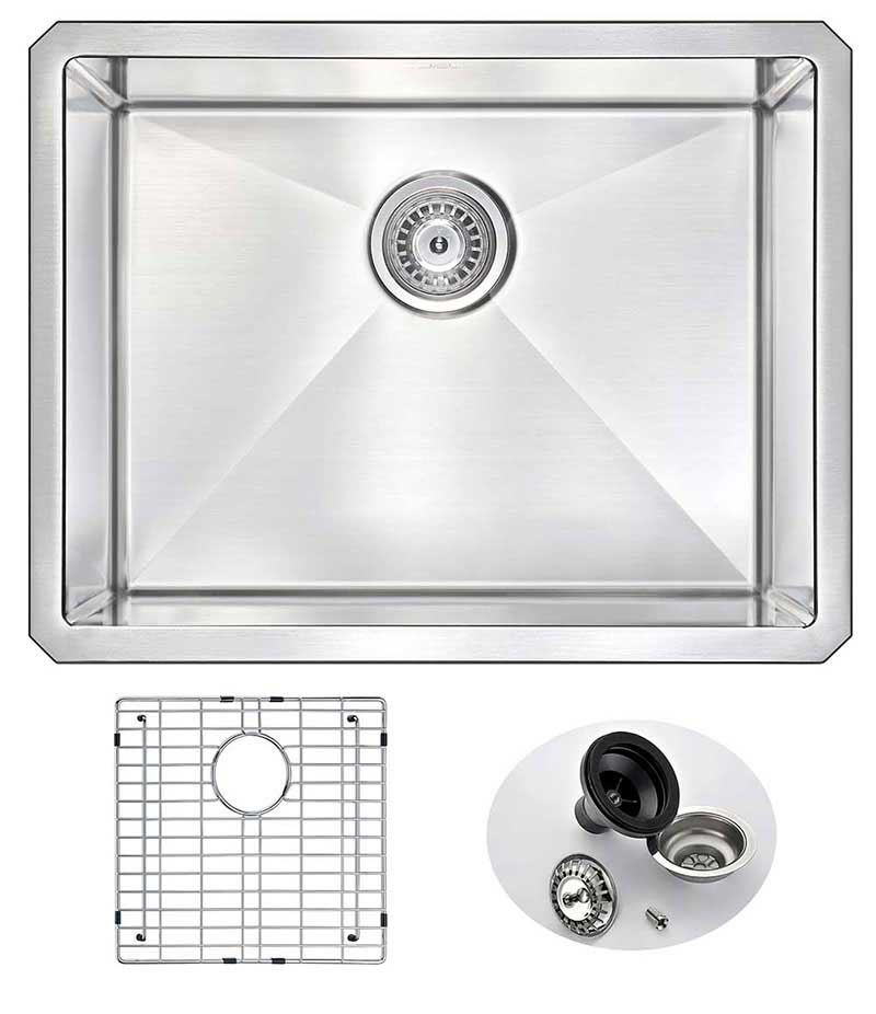 Anzzi VANGUARD Undermount Stainless Steel 23 in. Single Bowl Kitchen Sink with Harbour Faucet in Chrome 9