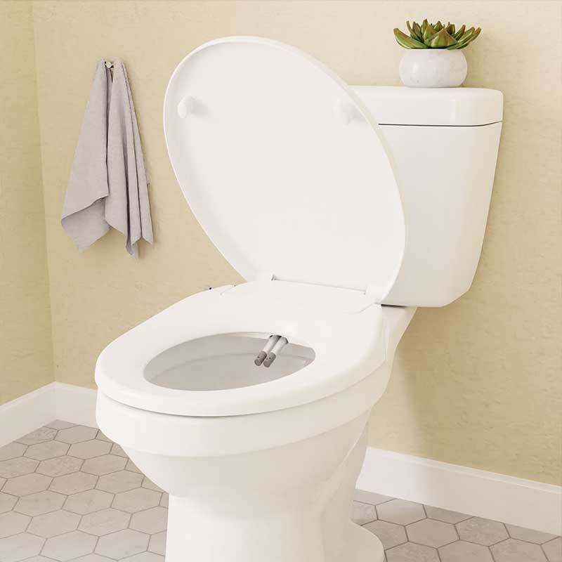 Anzzi Hal Series Non-Electric Bidet Seat for Elongated Toilet in White with Dual Nozzle, Built-In Side Lever and Soft Close TL-MBSEL200WH 3