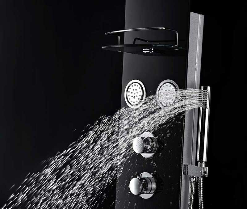 Anzzi LLANO Series 56 in. Full Body Shower Panel System with Heavy Rain Shower and Spray Wand in Black 9