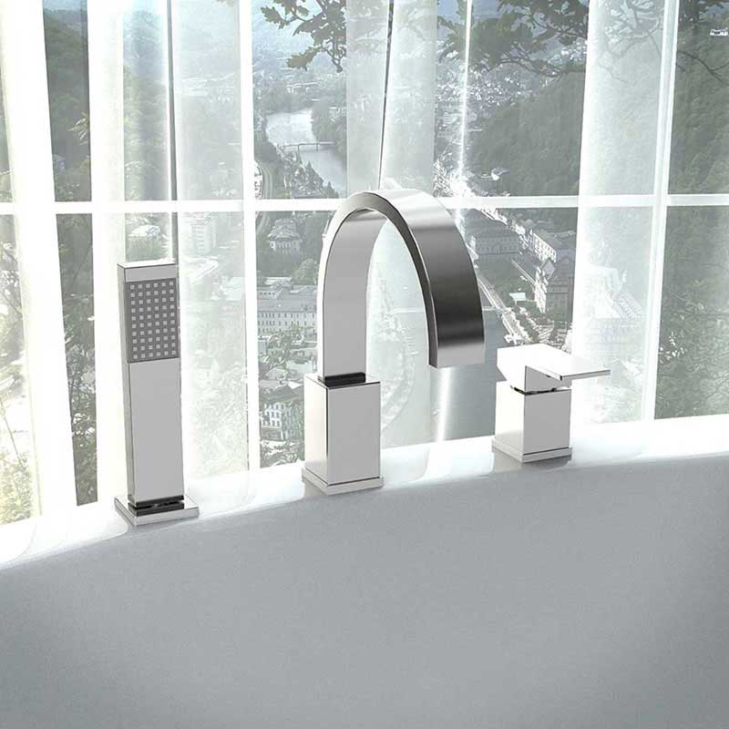 Anzzi Nite Series Single-Handle Roman Bathtub Faucet with Shower Wand in Polished Chrome 2