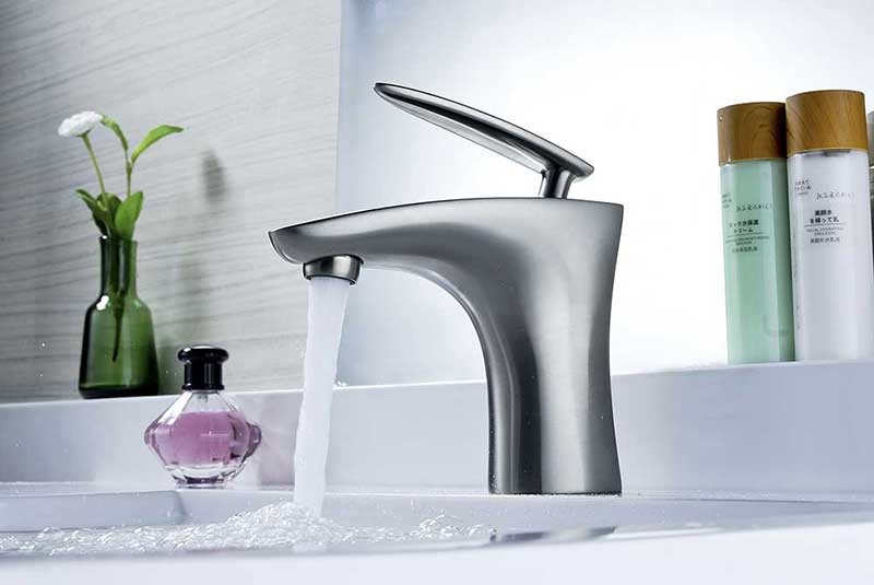 Anzzi Tone Series Single Handle Bathroom Sink Faucet in Brushed Nickel 4