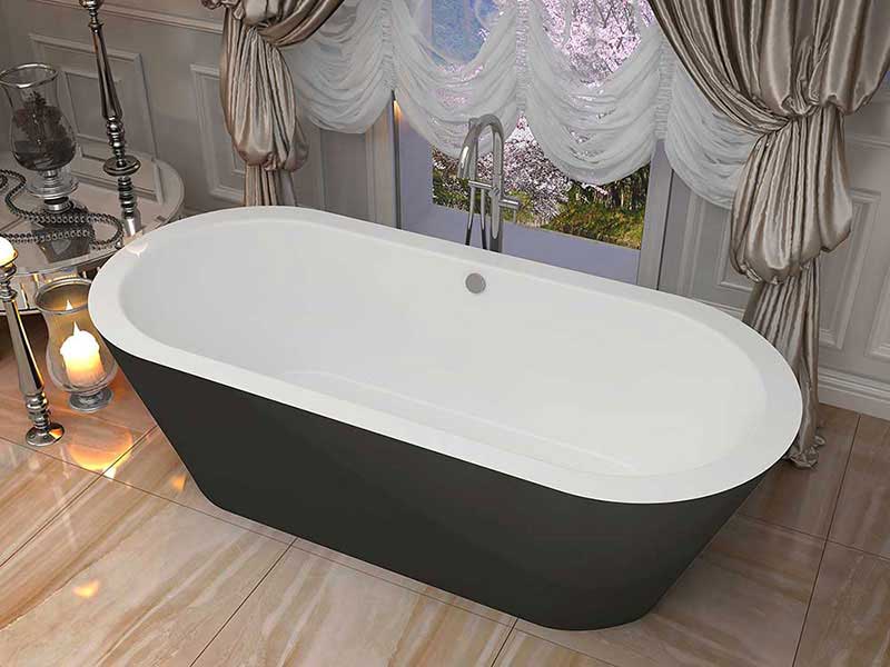 Anzzi Dualita 64.75 in. One Piece Acrylic Freestanding Bathtub in Glossy Black and White 2