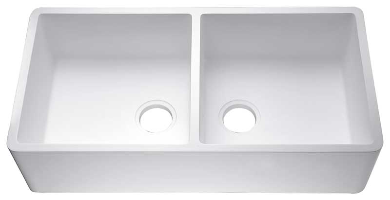 Anzzi Roine Farmhouse Reversible Apron Front Solid Surface 35 in. Double Basin Kitchen Sink in White K-AZ223-2A 6