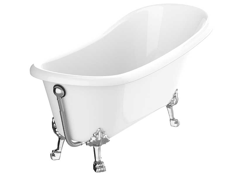 Anzzi 67.32” Diamante Slipper-Style Acrylic Claw Foot Tub in White FT-CF131LXFT-CH 7