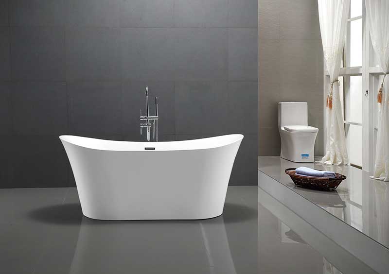 Anzzi Eft Series 5.58 ft. Freestanding Bathtub in White FT-AZ096 3