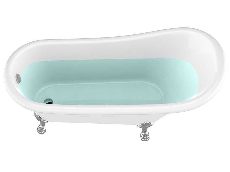 Anzzi 67.32” Diamante Slipper-Style Acrylic Claw Foot Tub in White FT-CF131LXFT-CH 6