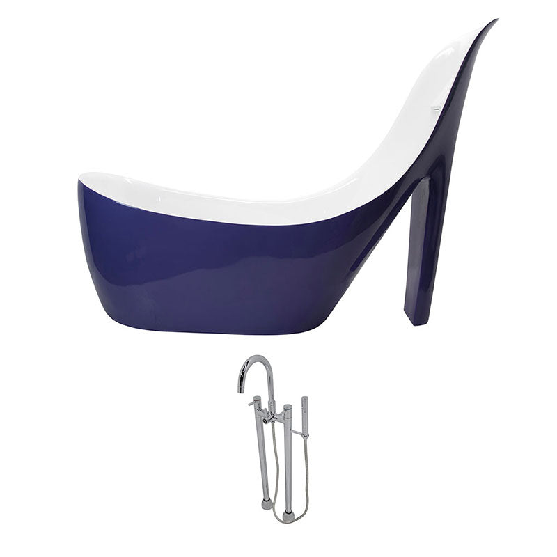 Anzzi Gala 6.7 ft. Acrylic Freestanding Non-Whirlpool Bathtub in Violet and Sol Series Faucet in Chrome