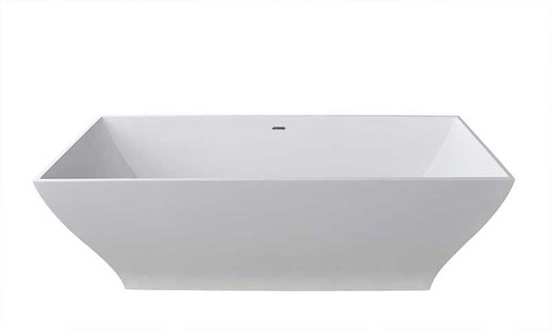 Anzzi Crema 5.9 ft. Man-Made Stone Freestanding Non-Whirlpool Bathtub in Matte White and Kros Series Faucet in Chrome 4