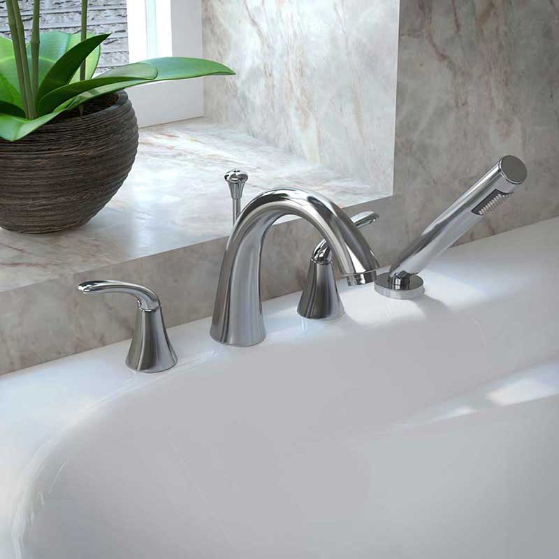 Anzzi Fawn Series 2-Handle Roman Bathtub Faucet with Shower Wand in Polished Chrome 2