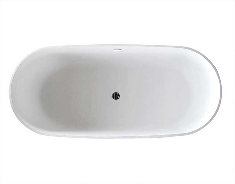 Anzzi Sabbia 5.9 ft. Man-Made Stone Freestanding Non-Whirlpool Bathtub in Matte White and Kros Series Faucet in Chrome 3